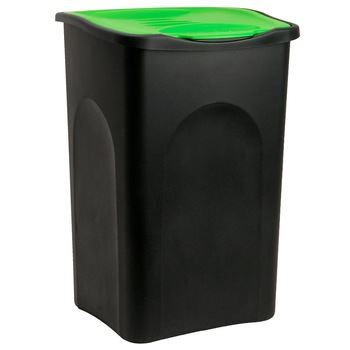 Cos gunoi cu capac, Plastic, Negru / verde, 50L Cos gunoi cu capac, Plastic, Negru / verde, 50L