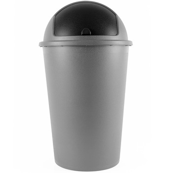 Cos gunoi cu capac glisant, Plastic, Argintiu, 50 L Cos gunoi cu capac glisant, Plastic, Argintiu, 50 L