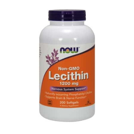 Supliment alimentar Now Foods, Lecitina 1200mg, Sustinerea sistemului nervos, 200 capsule moi