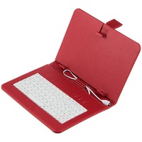 Husa cu tastatura G-Tech, universala, pentru tablete de pana la 7”, conexiune MicroUSB, Rosie