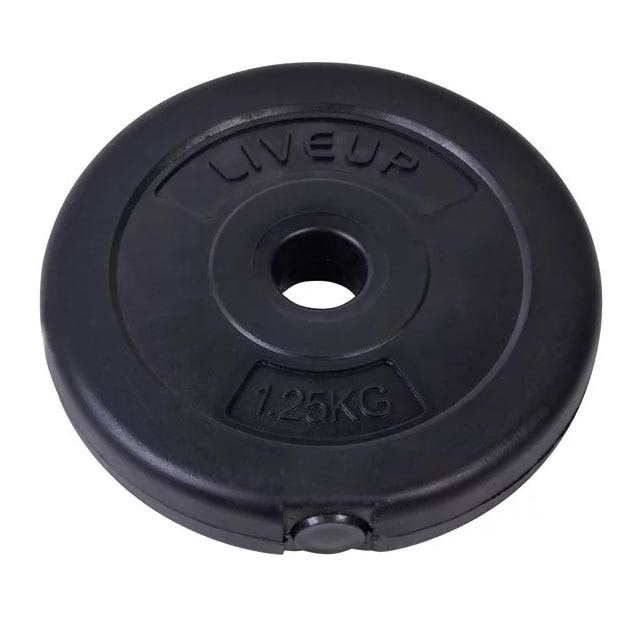 Greutate rotunda pentru bara sau gantera LiveUp, 1.25 kg, Diametru 17 cm, Negru