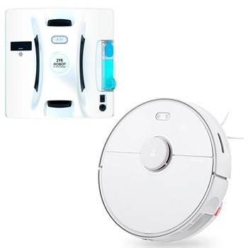Set White Bijoux - Aspirator robot-mop Xiaomi Roborock S5 MAX si Robot curatare geamuri HOBOT 298 Set White Bijoux - Aspirator robot-mop Xiaomi Roborock S5 MAX si Robot curatare geamuri HOBOT 298