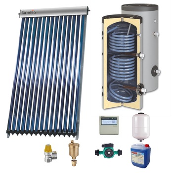 Sistem solar presurizat , panou Sunsystem VTC 30 tuburi, boiler cu 2 serpentine si rezistenta electrica Sunsystem SON 200 litri, pompa 25-60, controller, vas expansiune, antigel, supapa 1/2, aerisitor 1/2 Sistem solar presurizat , panou Sunsystem VTC 30 tuburi, boiler cu 2 serpentine si rezistenta electrica Sunsystem SON 200 litri, pompa 25-60, controller, vas expansiune, antigel, supapa 1/2, aerisitor 1/2