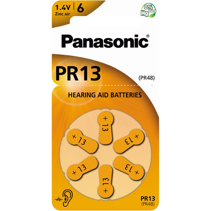 Panasonic PR13L/6LB cink-levegő elem, PR48 (6 db / bliszter)
