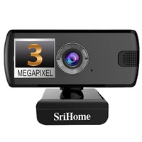 Camera web, SriHome™ SH039 Pro, Extra FullHD 3MP, unghi 110 grade, 30FPS, anulare zgomot de fond, rotire, plug & play, negru