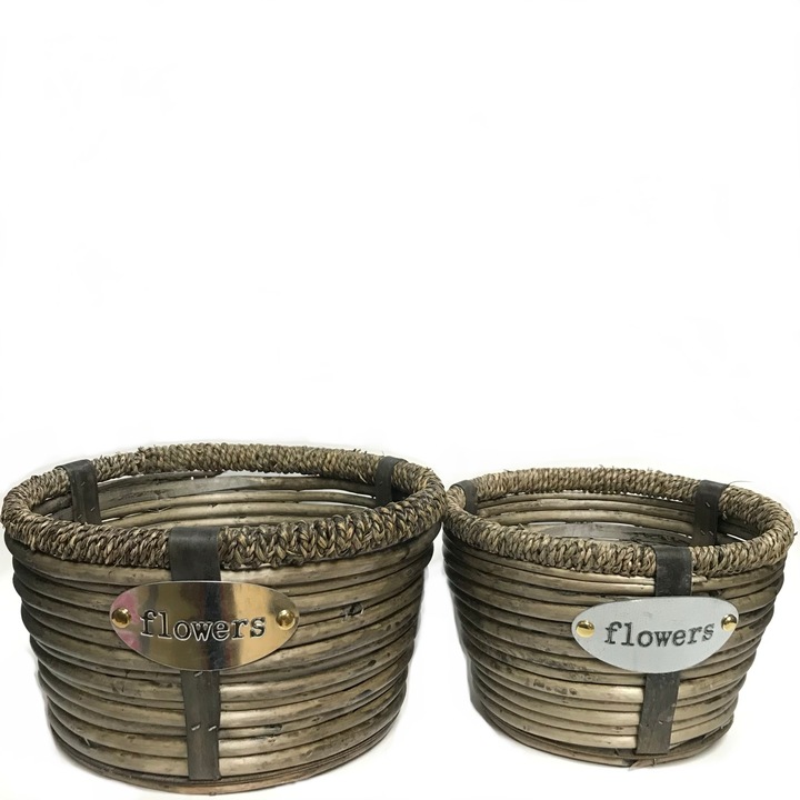Set 2 cosuri rotunde gri flowers,717 g