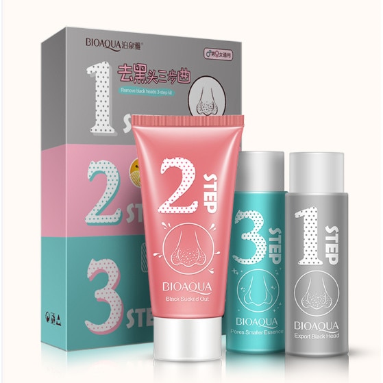 Kit in trei pasi pentru curatarea punctelor negre de pe nas, Bioaqua