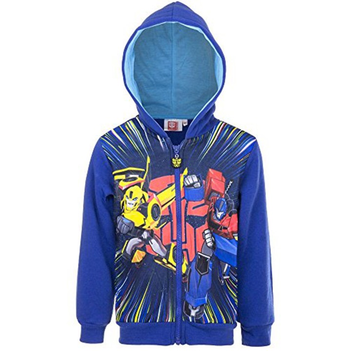 Cipzáras, kapucnival ellátott pulóver Transformers, kék, 3 év