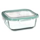 Set 3 caserole din sticla patrate 5Five Clipeat, capac albastru, 2.2L + 800ml + 330ml