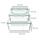 Set 3 caserole din sticla patrate 5Five Clipeat, capac albastru, 2.2L + 800ml + 330ml