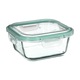 Set 3 caserole din sticla patrate 5Five Clipeat, capac albastru, 2.2L + 800ml + 330ml