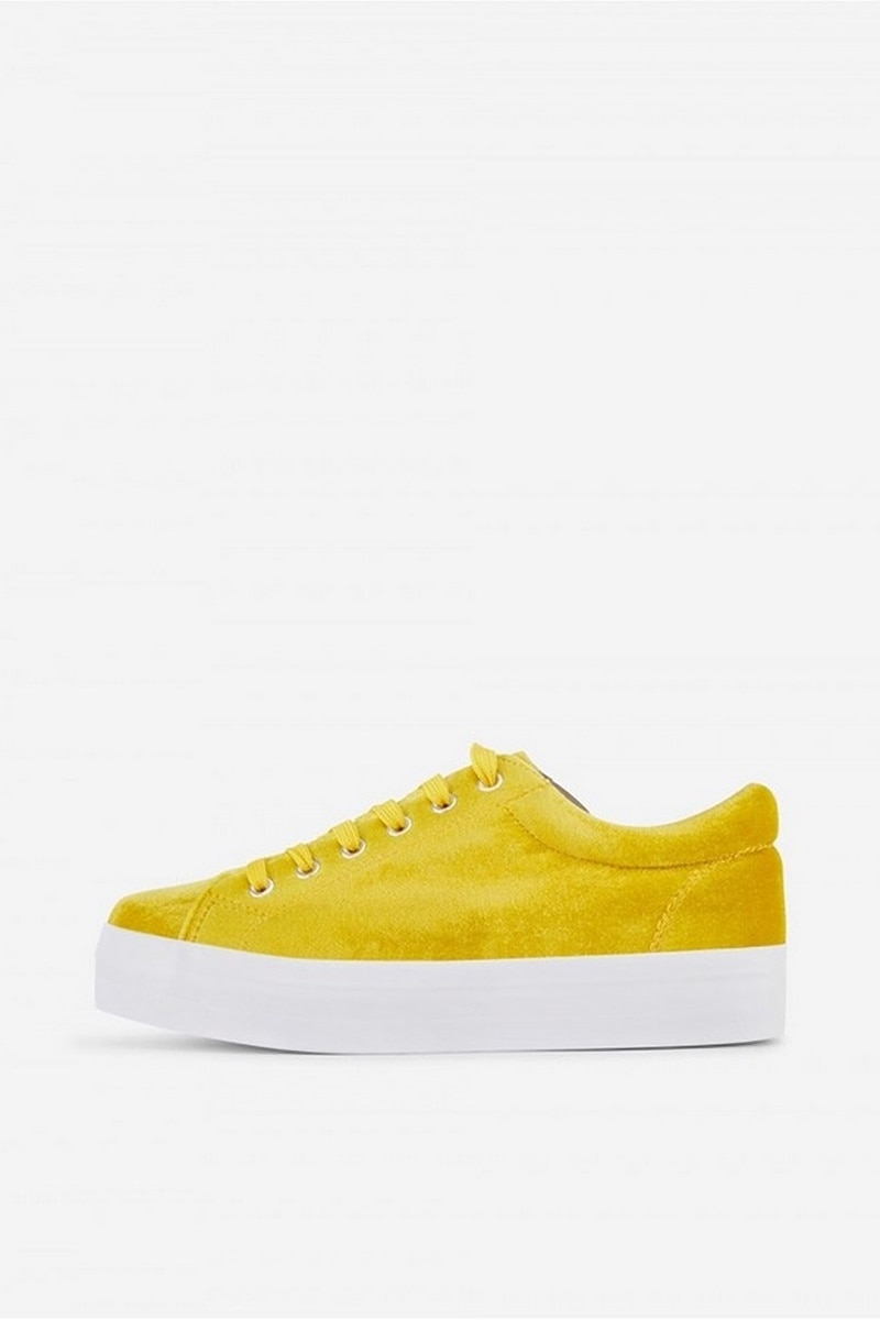 Pantofi sport din catifea Gold, Galben