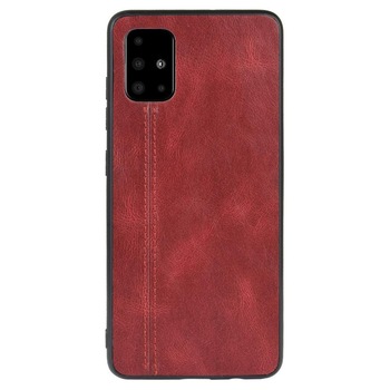 Husa Hibrida Samsung Galaxy A51 model Leather Coated, Antisoc Rosu Husa Hibrida Samsung Galaxy A51 model Leather Coated, Antisoc Rosu