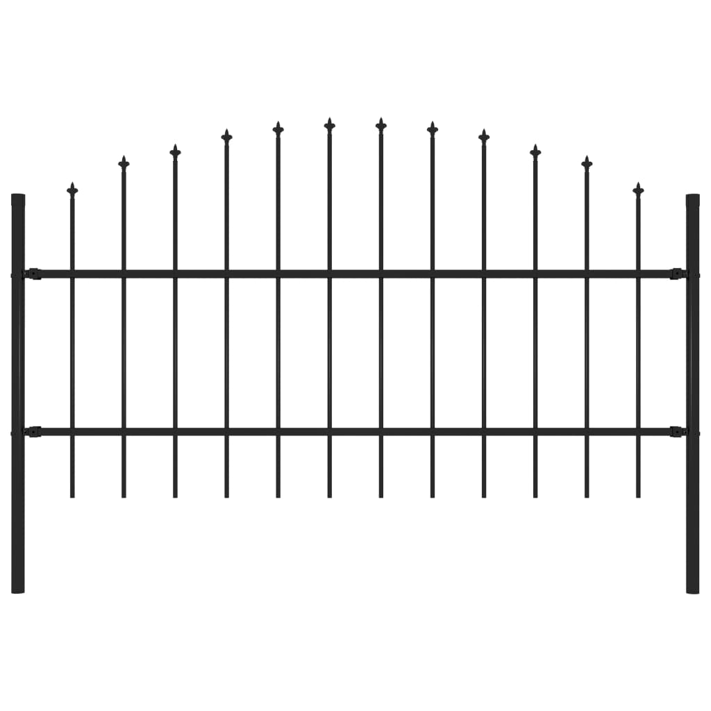 Panou de gard, varf sulita, vidaXL, Otel, (0,75-1) x 1,7 m, Negru