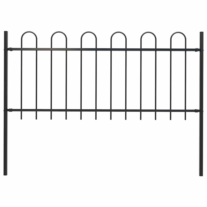 Gard de gradina cu varf curbat vidaXL, negru, 1,8 m, otel 6.22 kg 144930