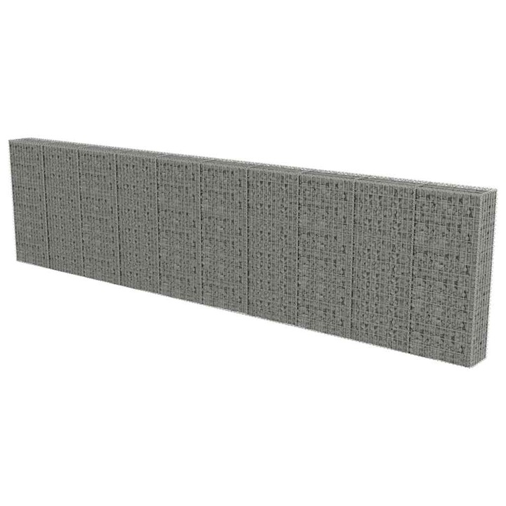 horganyzott acél gabion fal fedéllel 600 x 30 x 150 cm, vidaXL, 143585