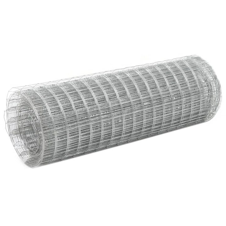 Plasa de sarma gaini vidaXL, argintiu, 10 x 0,5 m, otel galvanizat 1.64 kg 143612