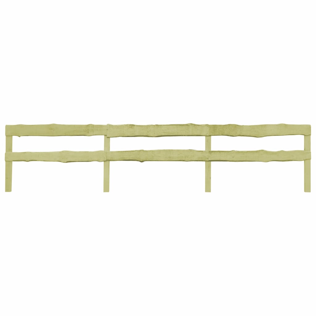 Set de 3 panouri de gard de gradina cu 2 traverse, vidaXL, Lemn de pin, 510 x 60 cm, Maro