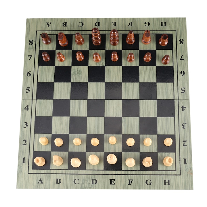 Игра шах, От дърво, Голям размер, Сив/Черен