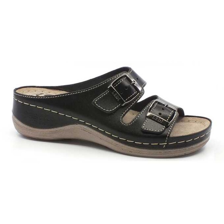 Saboti medicali dama din piele naturala Ledi reglare cu catarame N5