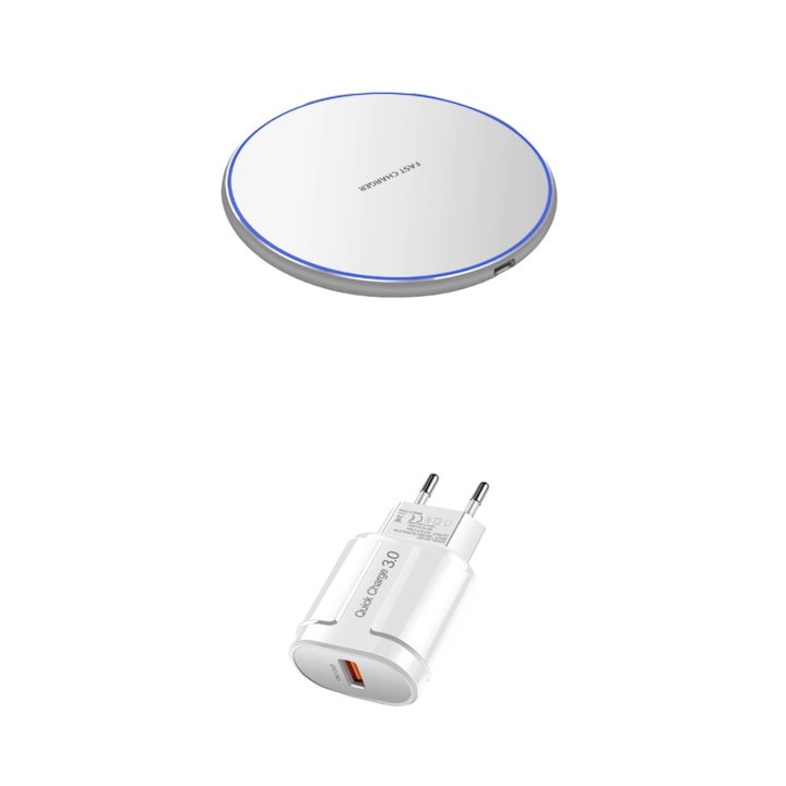 E-smartgadget iPhone 11promax / 11 / 11pro / Xs / Xsmax Samsung Galaxy / s10 / s9 + / Note 10 töltő készlet, incarcator, vezeték nélküli, gyors töltőpad, 15W, QI, adapteraljzat gyors töltés, 18w, 3.0, fekete