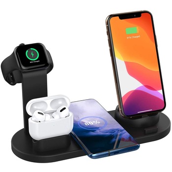 Incarcator Wireless Qeno® / Statie De Incarcare 4 In 1 QI 5W / 7.5W / 10W Compatibil Cu Aparate Android, Samsung, Iphone, Apple Watch, Airpods Negru Incarcator Wireless Qeno® / Statie De Incarcare 4 In 1 QI 5W / 7.5W / 10W Compatibil Cu Aparate Android, Samsung, Iphone, Apple Watch, Airpods Negru