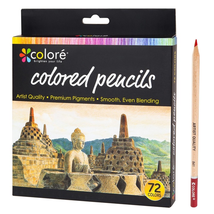 Комплект цветни моливи, Colore, 72 цвята, Нетоксични, Многоцветни