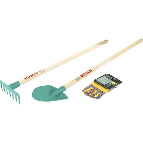 Set 3 buc pentru gradinarit grebla lopata manusi Bosch Klein Theo 2712 Materiale Lemn Plastic Material tesut