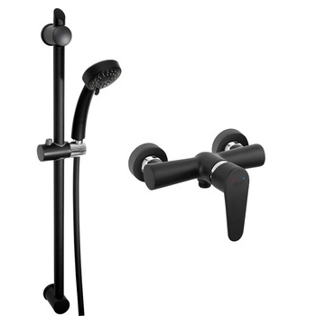 Pachet 2in1 Coloana de dus cu baterie dus Algeo Negru Mat, cu set bara dus, si para dus mobila Pachet 2in1 Coloana de dus cu baterie dus Algeo Negru Mat, cu set bara dus, si para dus mobila