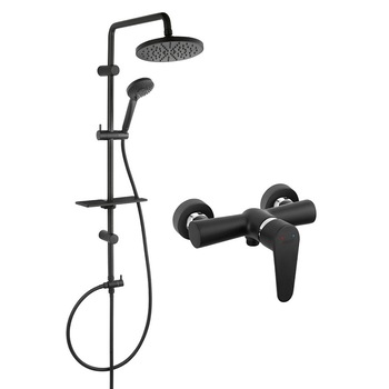 Coloana de dus Ferro Rondo Lux, cu baterie dus Negru Mat Algeo, set bara dus, dus fix, para dus mobila Coloana de dus Ferro Rondo Lux, cu baterie dus Negru Mat Algeo, set bara dus, dus fix, para dus mobila