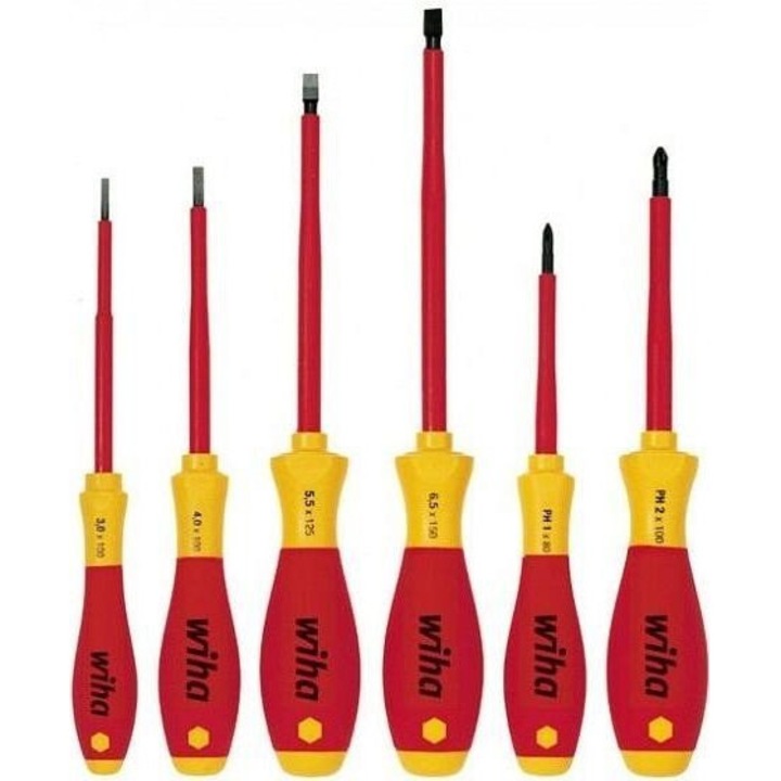 Set de surubelnite Wiha SoftFinish electric, 6 buc(Rosu / galben)