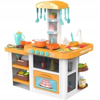 Bucatarie Completa Multifunctionala , "ISP King Kitchen", Chiuveta cu Apa Curgatoare, Plita cu Butoane Functionale, Cuptor, Multiple Rafturi si 55 Accesorii, 82 CM, Portocaliu