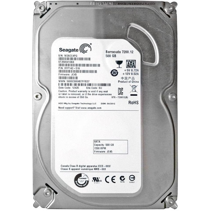 Хард диск 500GB Seagate Barracuda, 7200 оборота/минута, 16 MB, SATA III