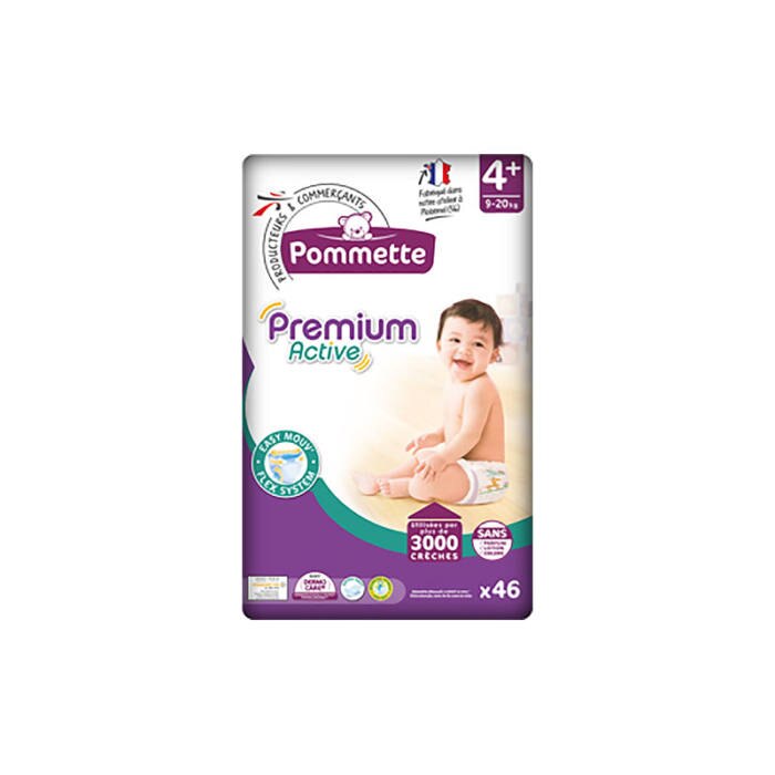 Scutece copii Pommette Premium Active 4+ maxi+ 9-20kg 46 buc