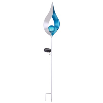 Lampa solara flacara, Globo Lighting, tija fixare in pamant, protectie IP44, 90 cm, baterie 600mAh, argintiu-albastru Lampa solara flacara, Globo Lighting, tija fixare in pamant, protectie IP44, 90 cm, baterie 600mAh, argintiu-albastru