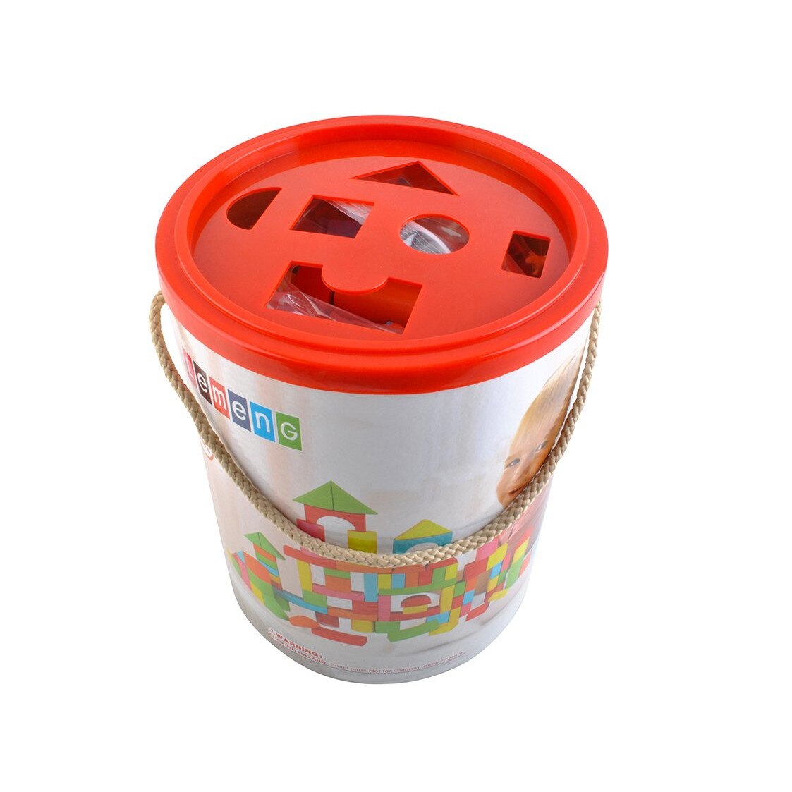 Set Constructie Cuburi din Lemn Natural 