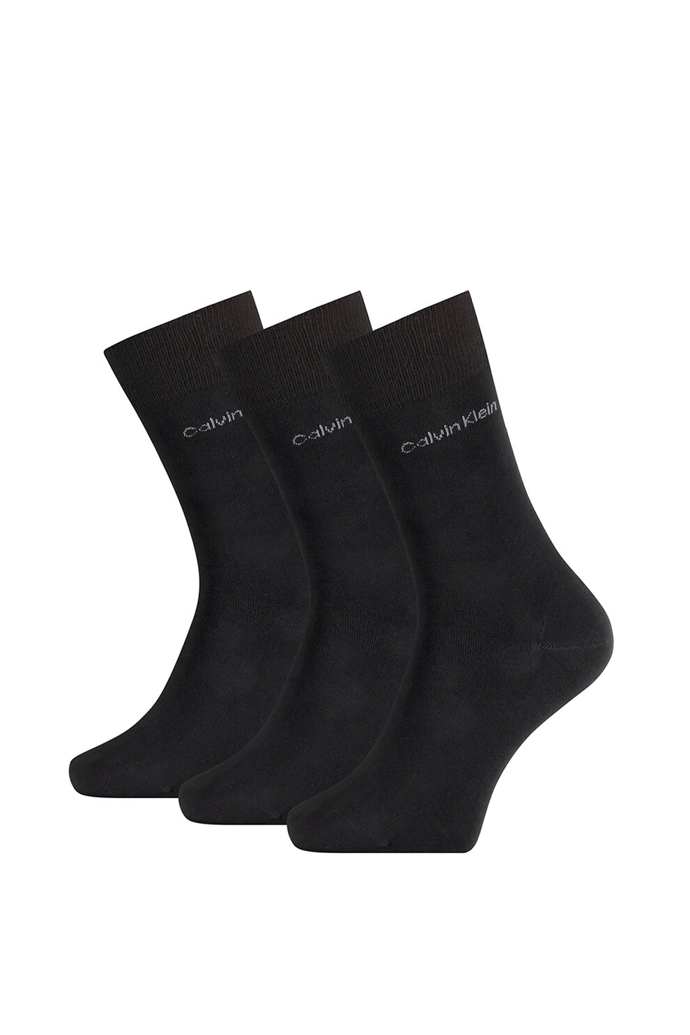 Calvin Klein, Set de sosete cu logo - 3 perechi, Negru, One Size