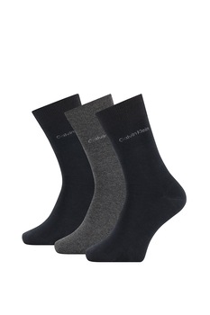 Calvin Klein, Set de sosete cu logo - 3 perechi, Negru/Gri, One Size Calvin Klein, Set de sosete cu logo - 3 perechi, Negru/Gri, One Size