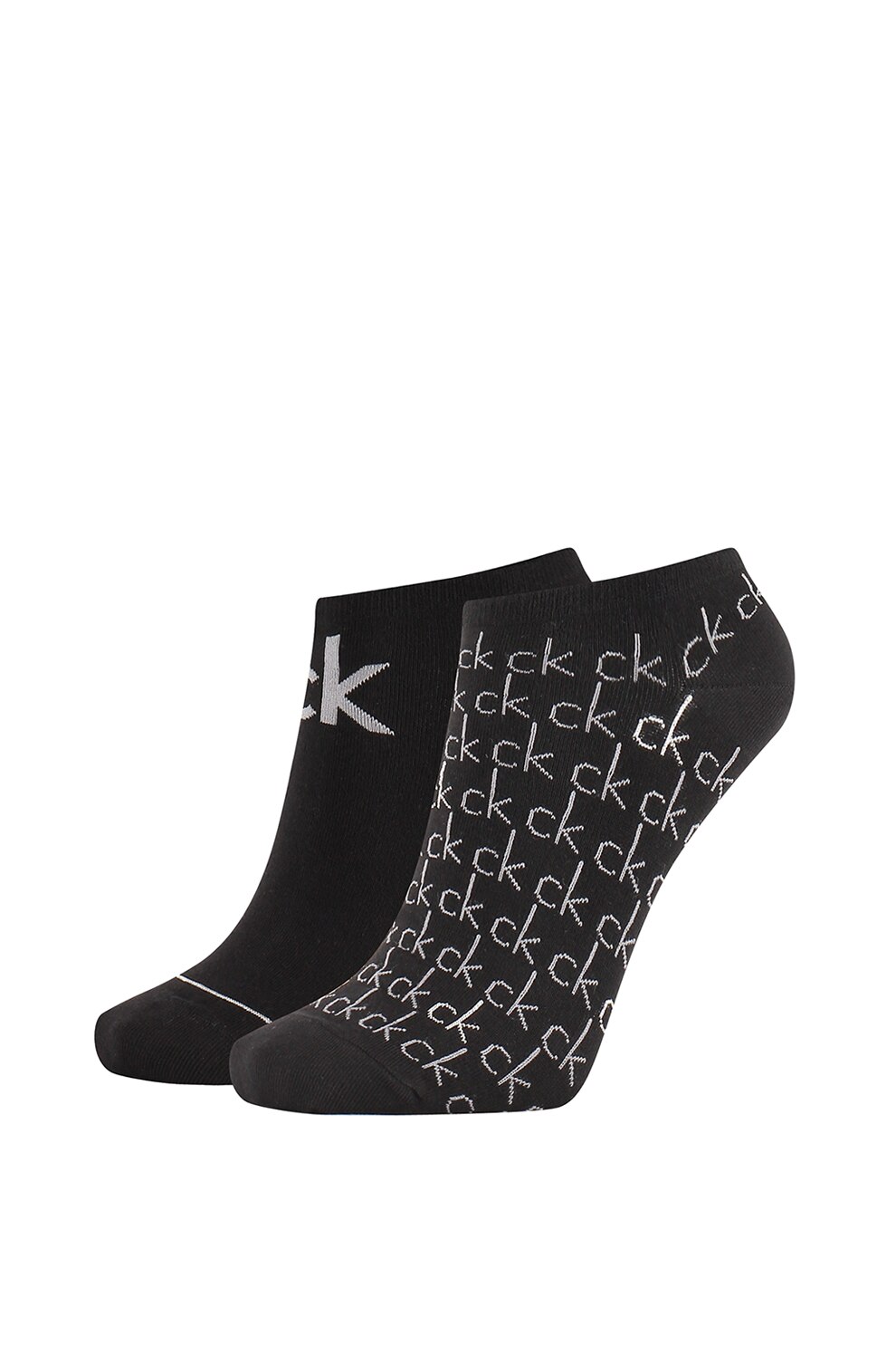 Calvin Klein, Sosete scurte cu model logo - 2 perechi, Negru, One Size