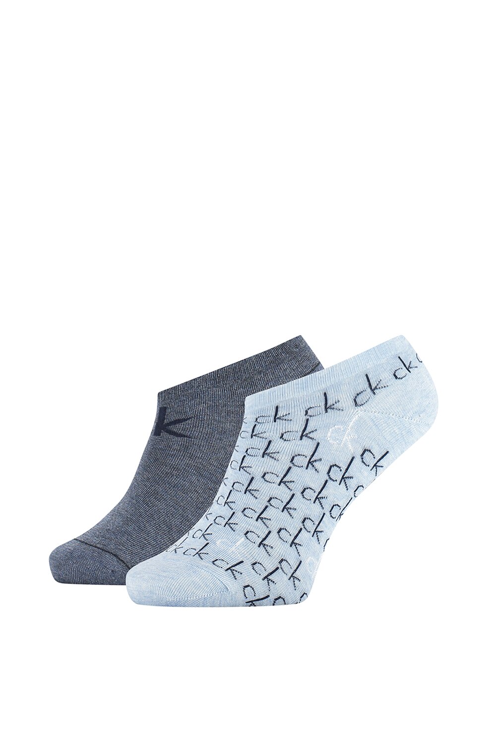 Calvin Klein, Set de sosete scurte cu model logo - 2 perechi, Bleu/Bleumarin, One Size