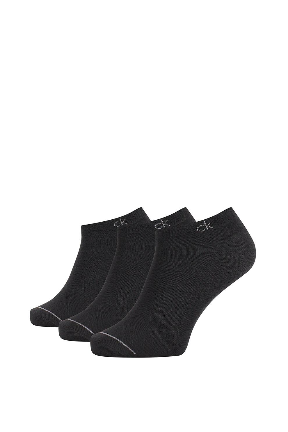 Calvin Klein, Set de sosete pe glezna, 3 perechi, Negru, One Size
