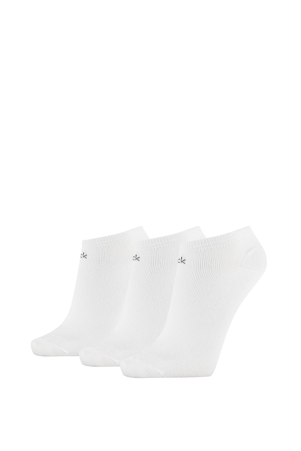 Calvin Klein, Set de sosete scurte, 3 perechi, Alb, One Size