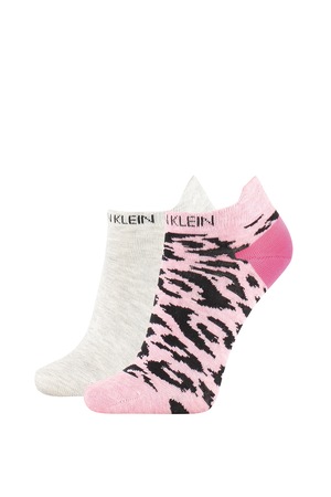 conservative To accelerate fiber Calvin Klein, Set de sosete scurte uni si cu imprimeu- 2 perechi, Roz,  Crem, Negru, One Size - eMAG.ro