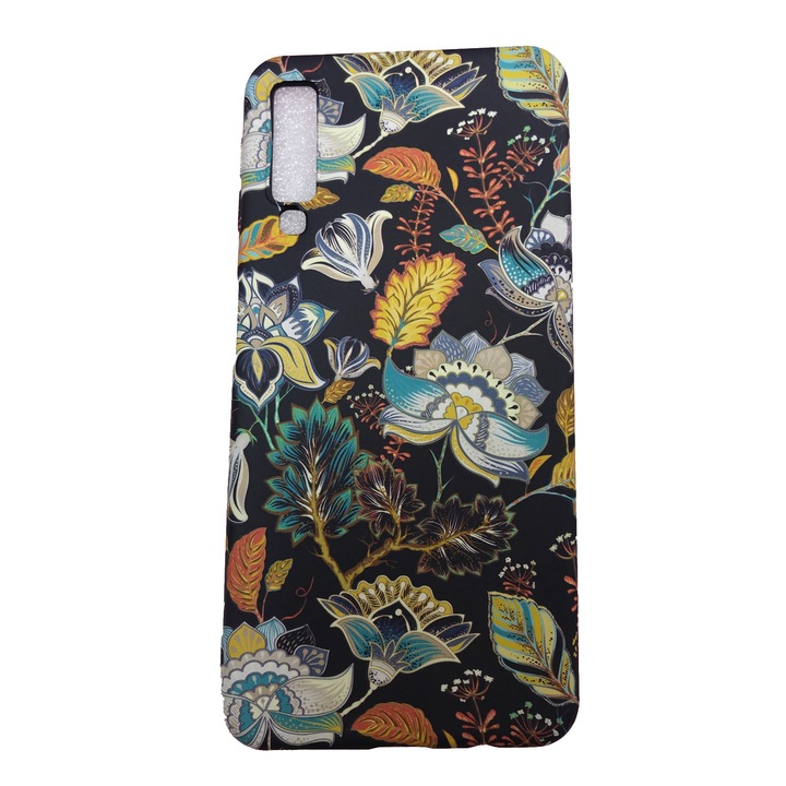 Husa compatibila cu Samsung Galaxy A7 2018, Fosforescent, Desen Flori, Multicolor
