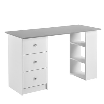 Birou Tonia Grey, en.casa,120 x 49 x 72 cm, PAL, alb/gri deschis, cu 3 sertare si 3 polite Birou Tonia Grey, en.casa,120 x 49 x 72 cm, PAL, alb/gri deschis, cu 3 sertare si 3 polite