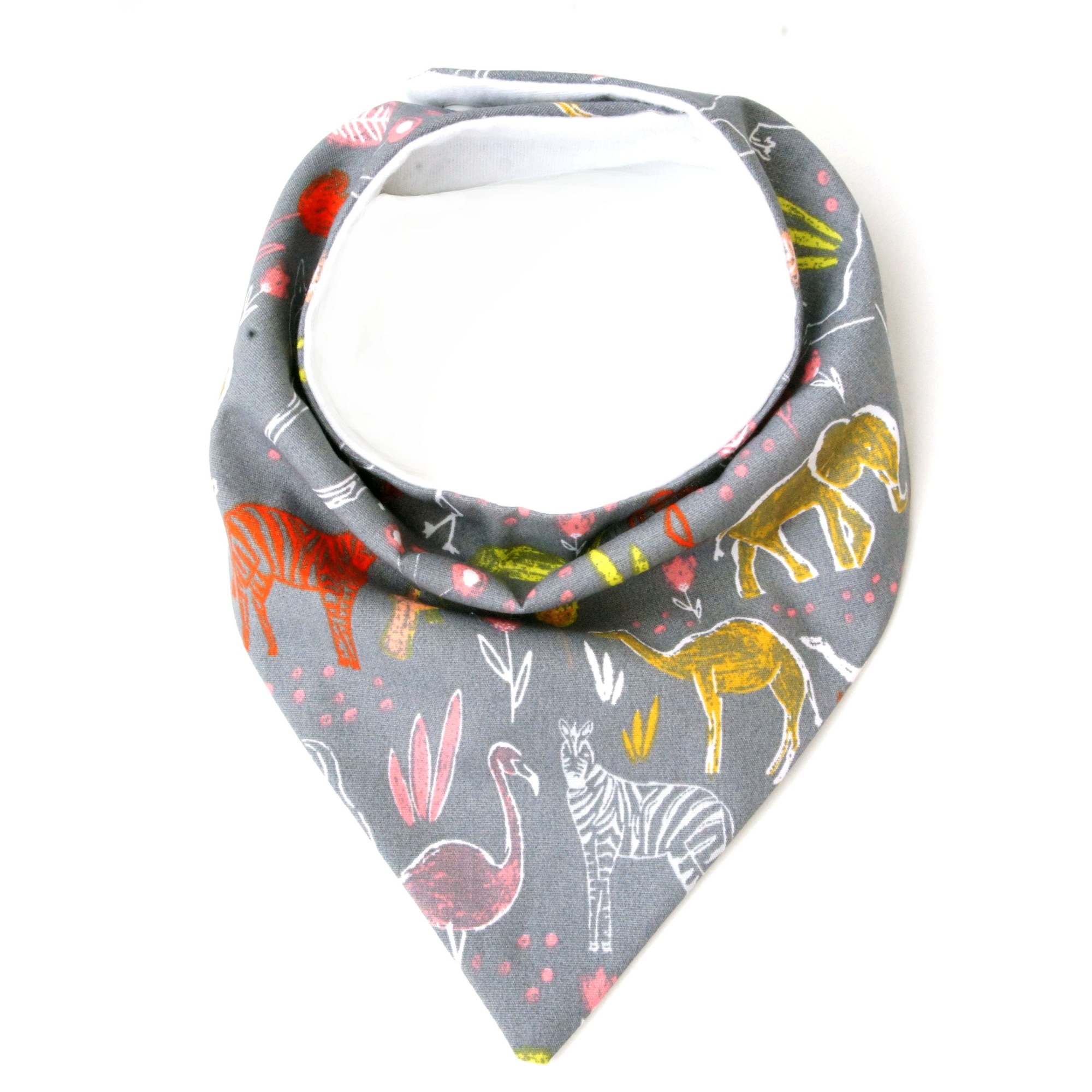 Bavetica pentru copii, CraftyME, cu animale, Gri