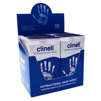 Servetele umede dezinfectante pentru maini, Clinell, 100 bucati, ambalate individual Servetele umede dezinfectante pentru maini, Clinell, 100 bucati, ambalate individual