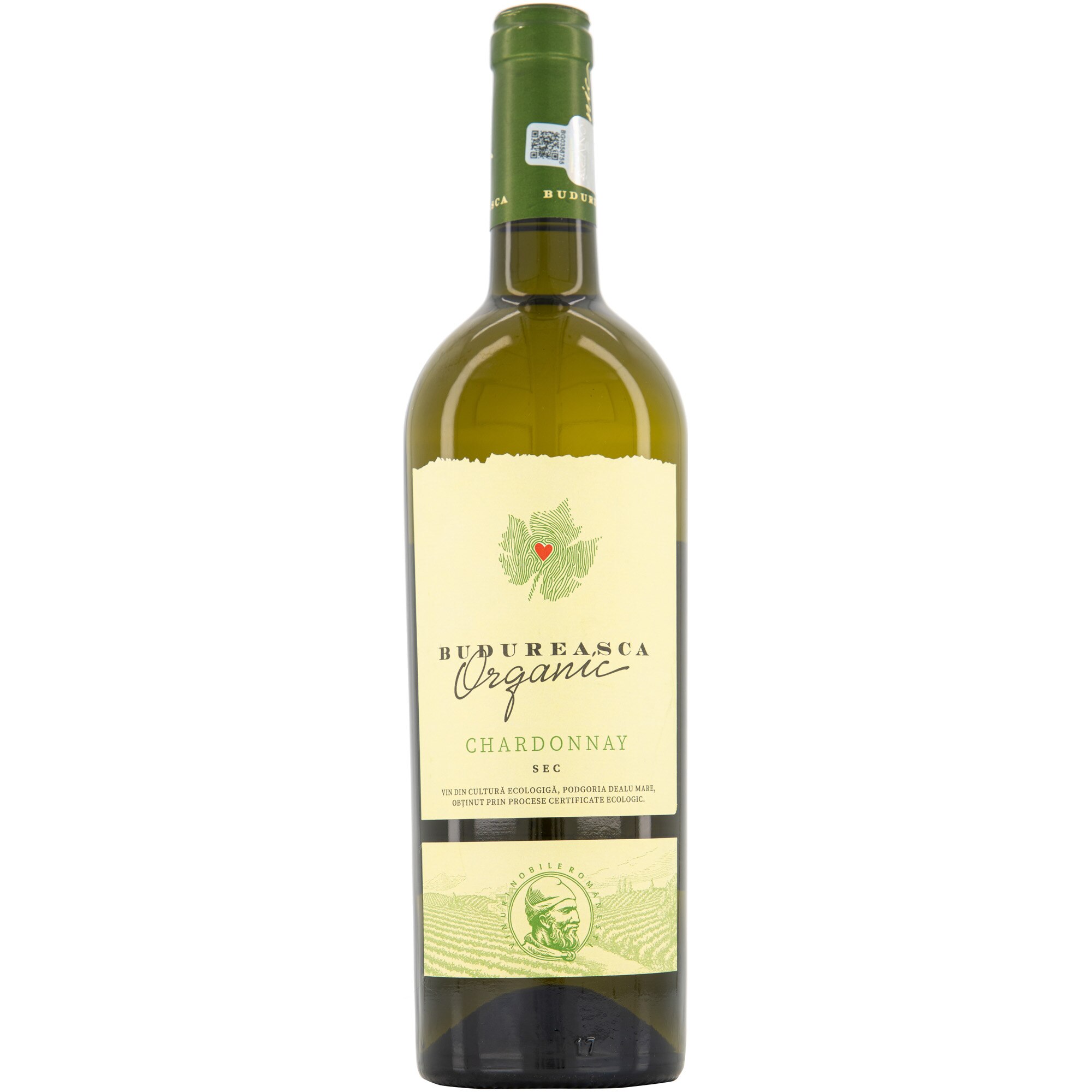 Vin Alb Budureasca Organic Chardonnay, Sec, 0.75l