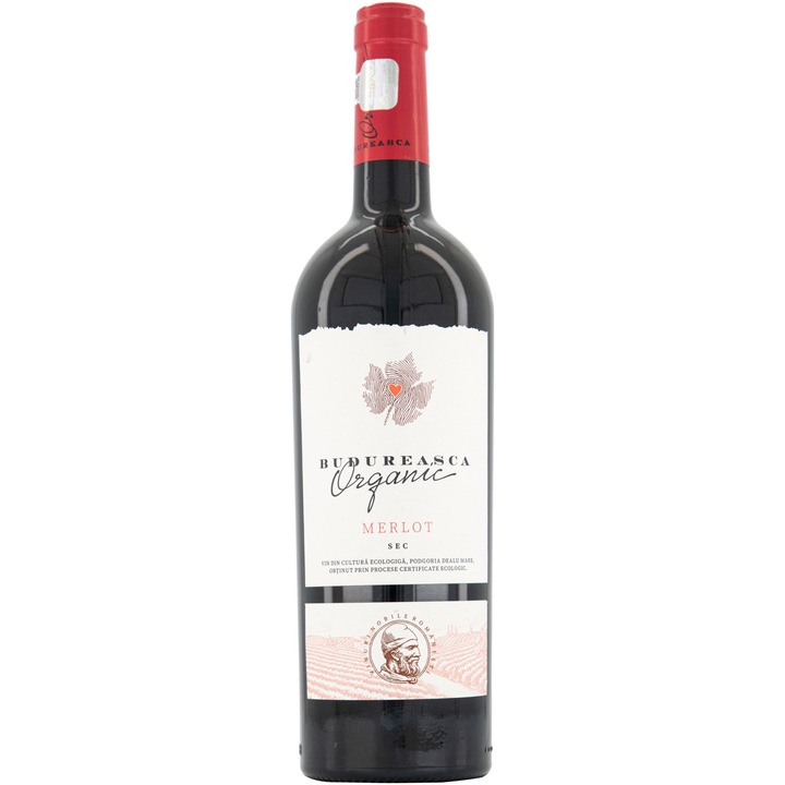 Vin Organic Rosu Budureasca Merlot, Sec, 0.75l