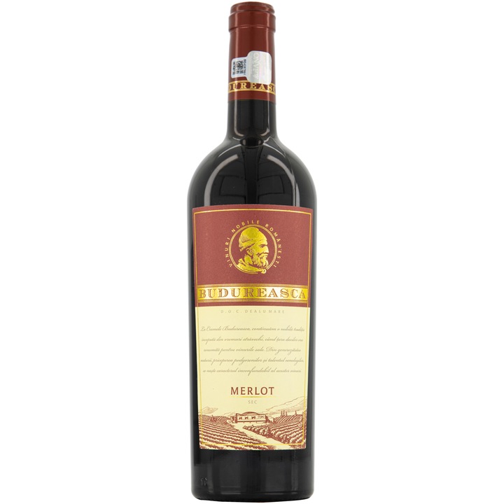 Vin Rosu Budureasca Premium Merlot, Sec, 0.75l